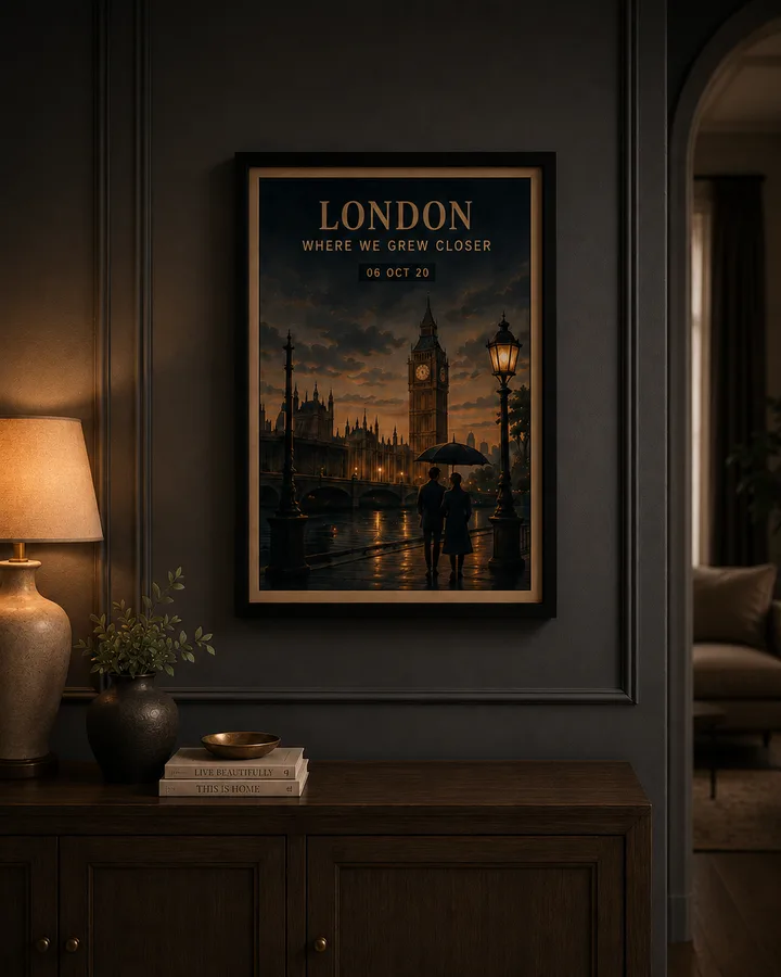 Obscured fragment of a future London poster
